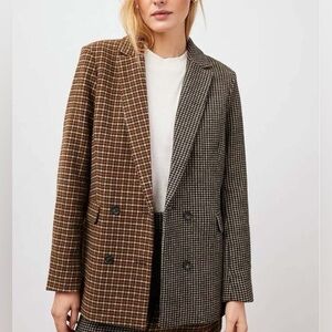 RAILS Blazer Women’s Brown Plaid Houndstooth Wool Blend Cody Jacket Size XL